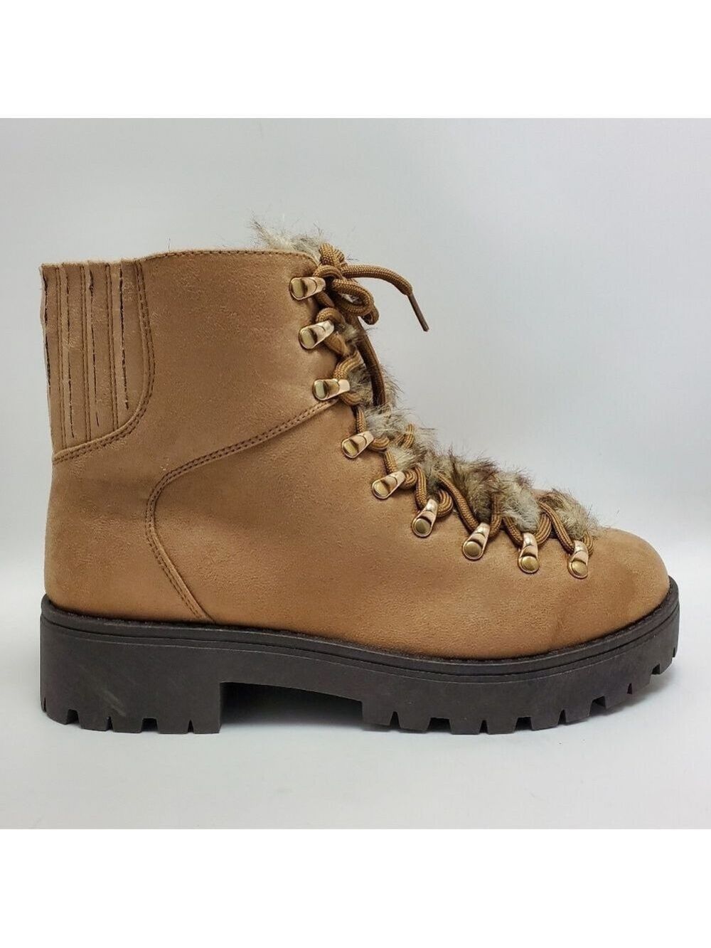 Journee Collection Women's Trail Tan Faux Suede Lace Up Hiking Boots Size 9